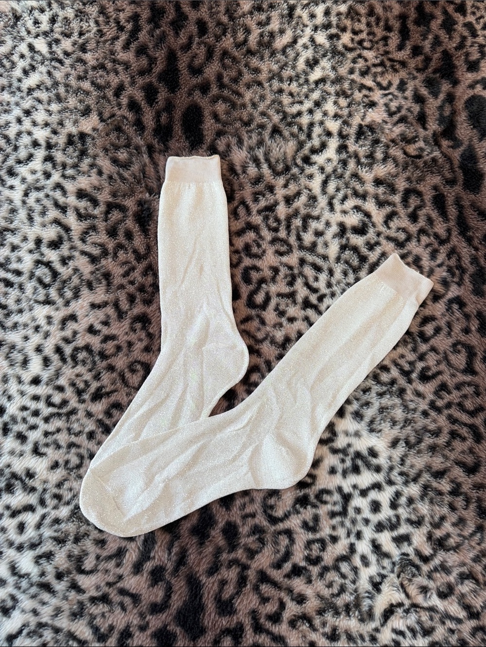 Vintage Sparkle Silver White (UNISEX) Men's Crew Socks (OSFM) Dress Sox